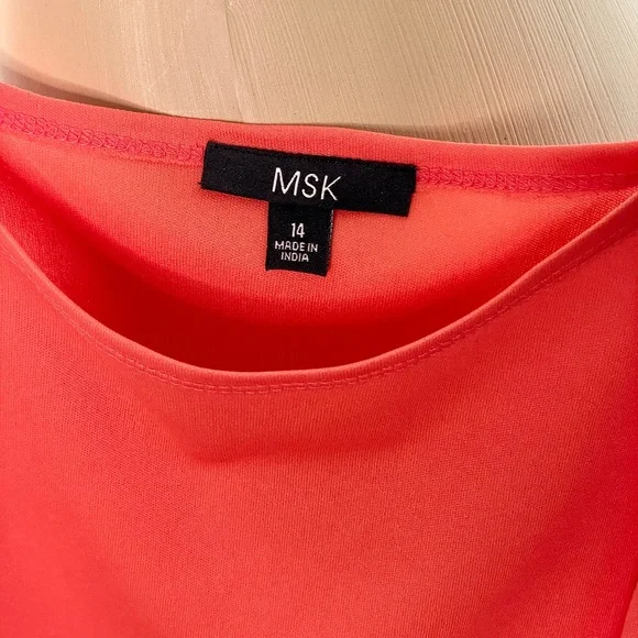 MSK Short Sleeve Ruffle Front Polka Dot Dress with slip Size 14 NWOT - Picture 7 of 10